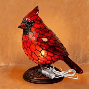 CARDINAL FIGURINE RED BIRD NIGHTLIGHT LAMP USB CORD